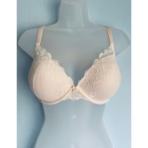 Ambrielle Convertible Lace Pushup Bra Plunge 38C White NWOT